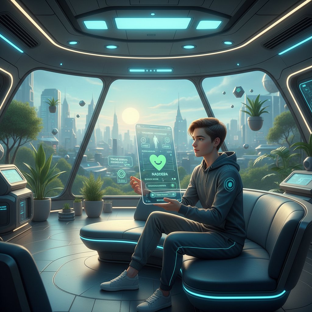 Osoba korzystająca z aplikacji zdrowotnej do analizy objawów w domu, nowoczesne wnętrze