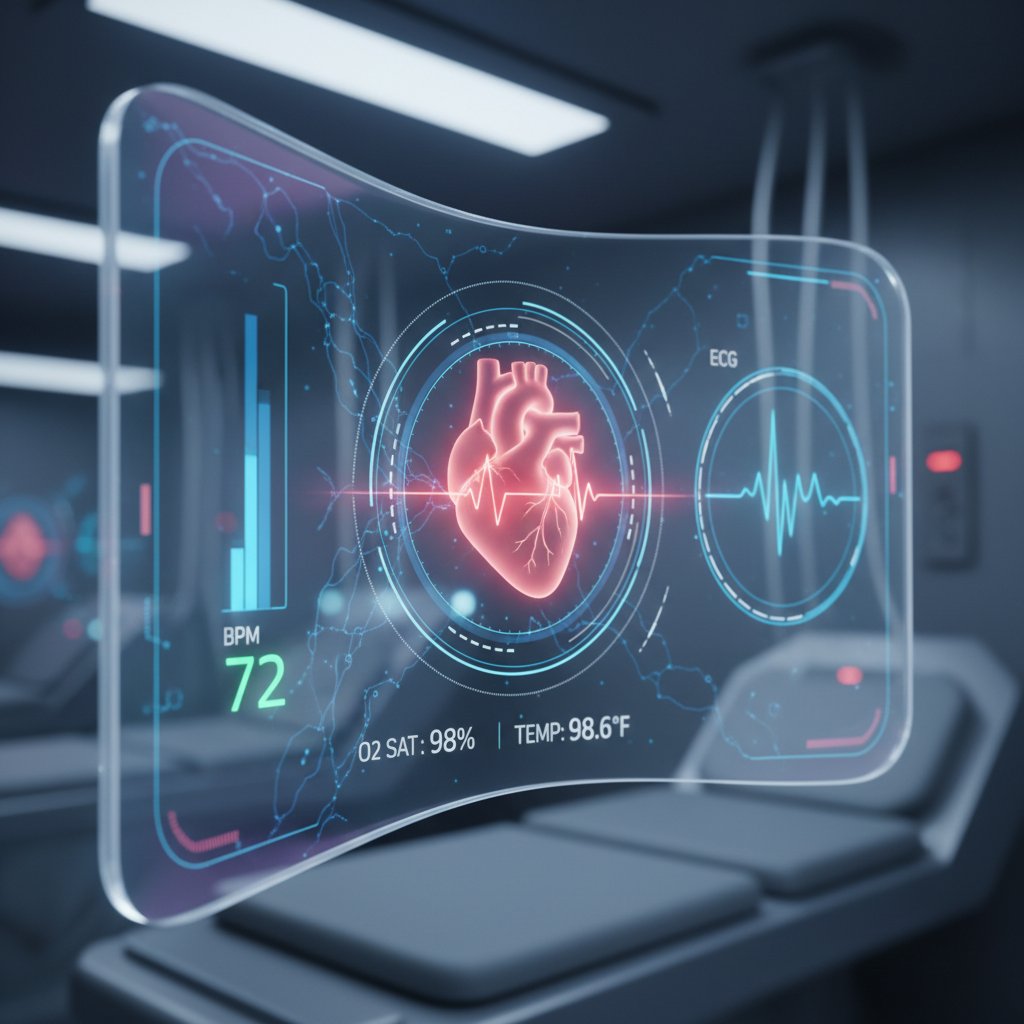 Interfejs przyszłościowy prezentujący analizę rytmu serca w czasie rzeczywistym
