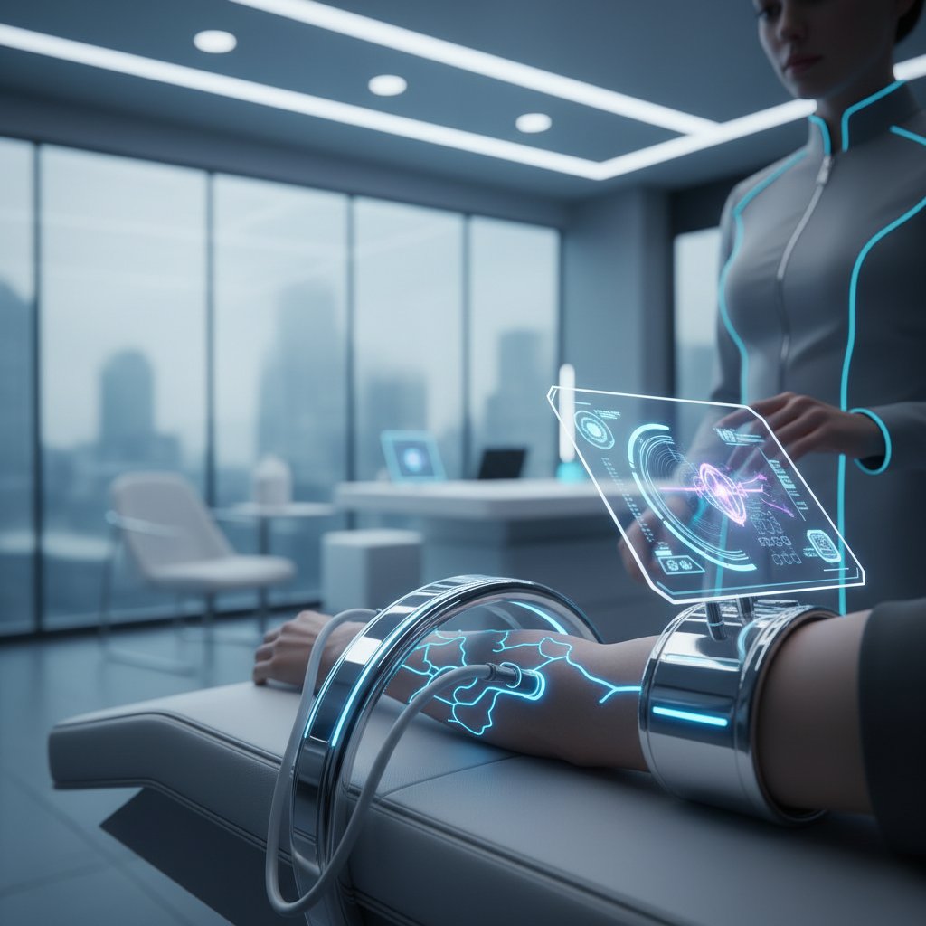 Nowoczesny sprzęt do leczenia pajączków naczyniowych, futurystyczne urządzenie medyczne