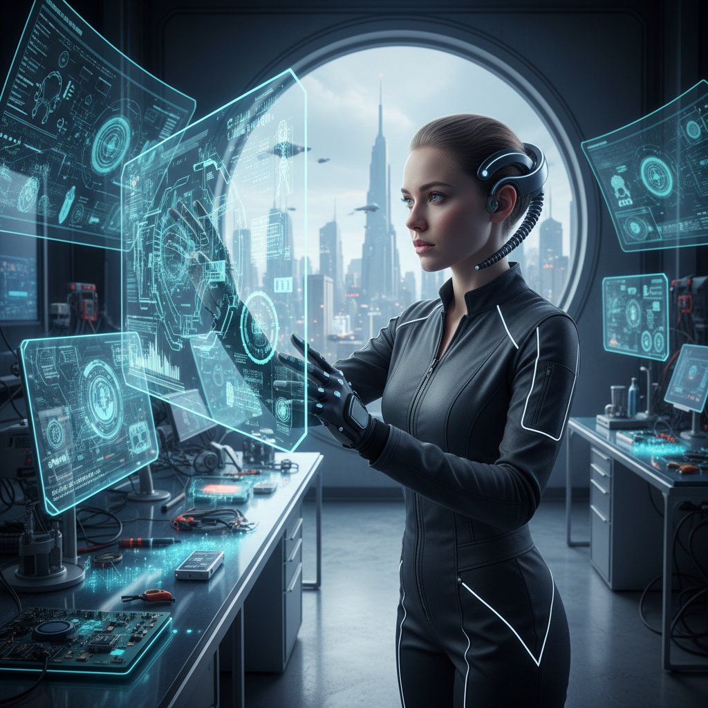 Inżynier testujący nowoczesny implant słuchowy