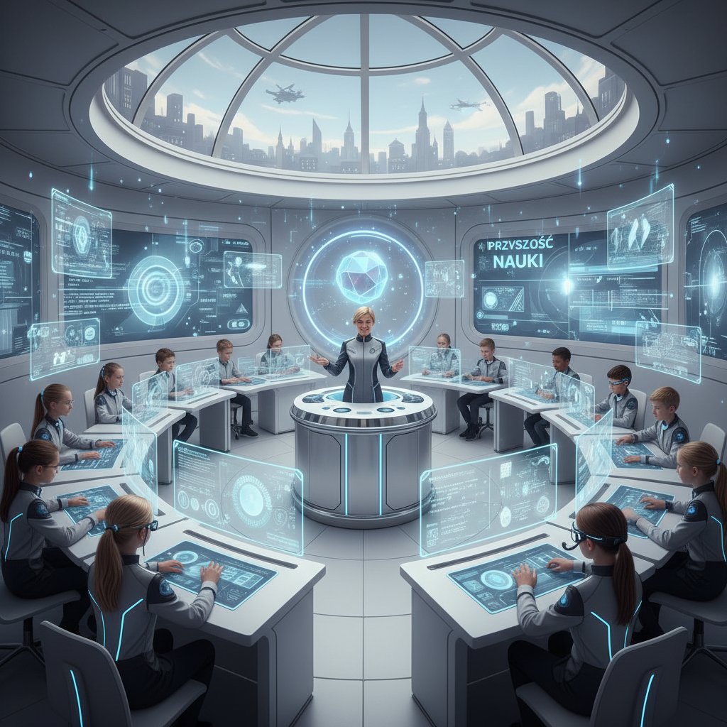 Futurystyczna polska klasa z holograficznymi interfejsami i AI