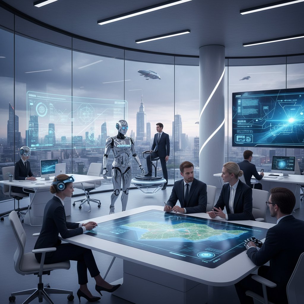 Nowoczesne biuro przyszłości z wieloma asystentami AI, polski zespół współpracuje z technologią