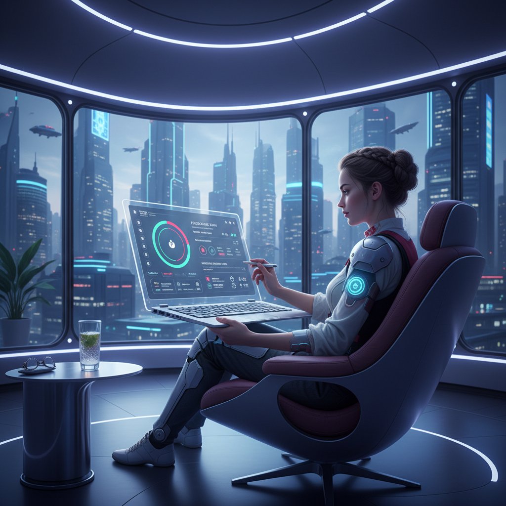 Młoda kobieta korzystająca z aplikacji diabetologicznej w domu