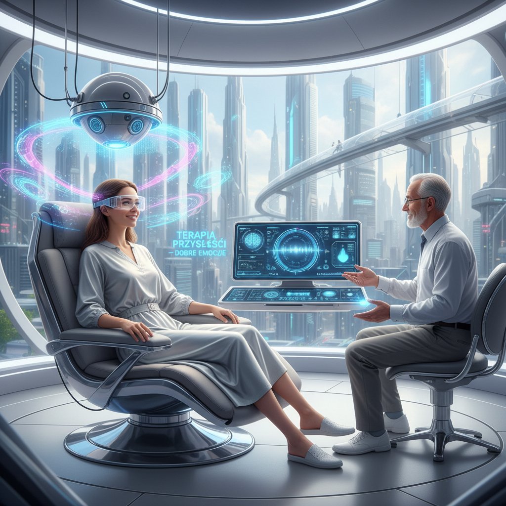 Pacjent podczas terapii z użyciem okularów AR w nowoczesnej klinice.