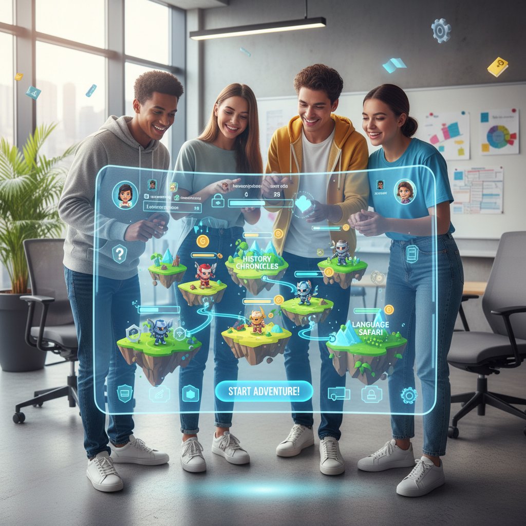 Interfejs aplikacji edukacyjnej z elementami grywalizacji, najlepsze kursy przygotowawcze do matury