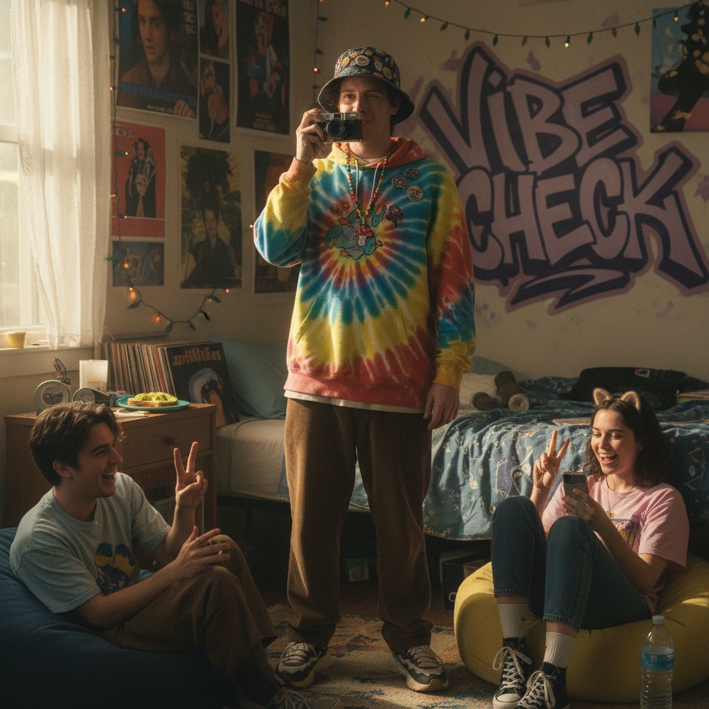Gen Z fans influenced by Michael Cera, stylized group in Cera-inspired outfits