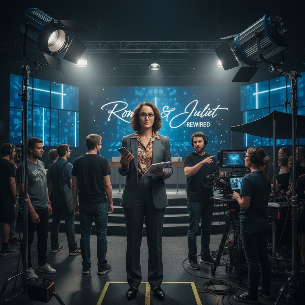 Modern gender-swapped Shakespeare adaptation on film set