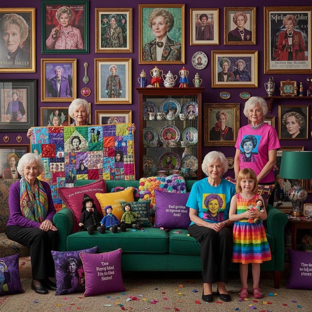 Generational collage of Maggie Smith fans and memorabilia, vibrant colors and film nostalgia
