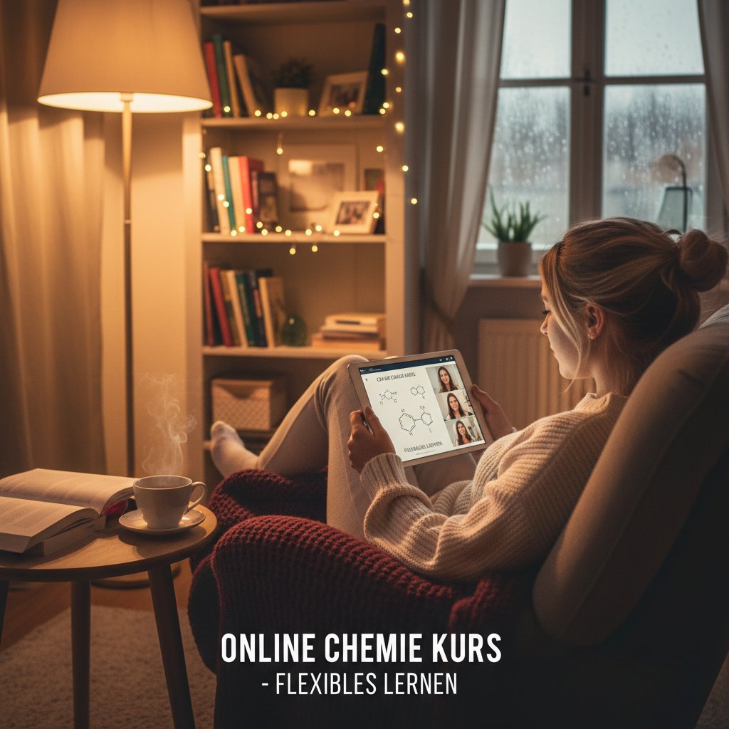 Mädchen lernt mit Tablet am Abend, flexibles Lernen, gemütliche Atmosphäre, flexible Online Nachhilfe