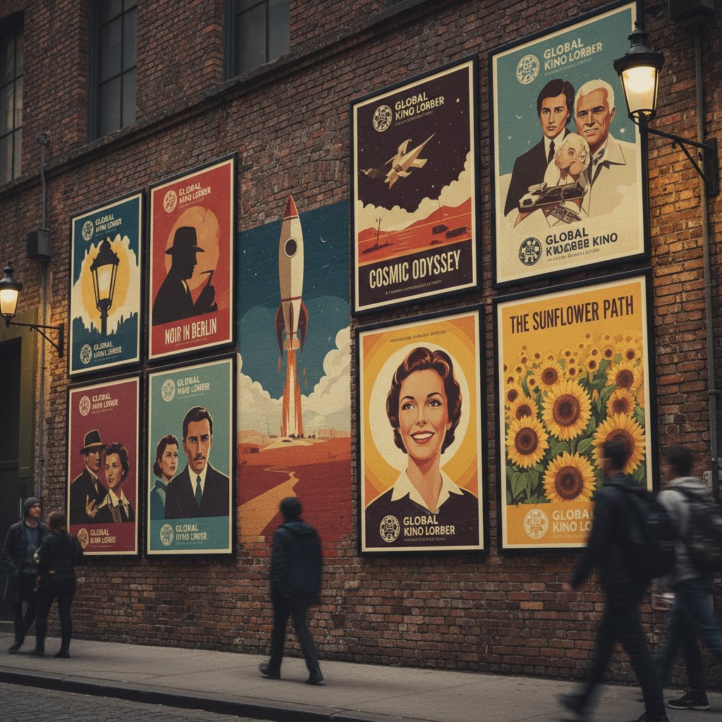 Global Kino Lorber film posters montage, highlighting international diversity