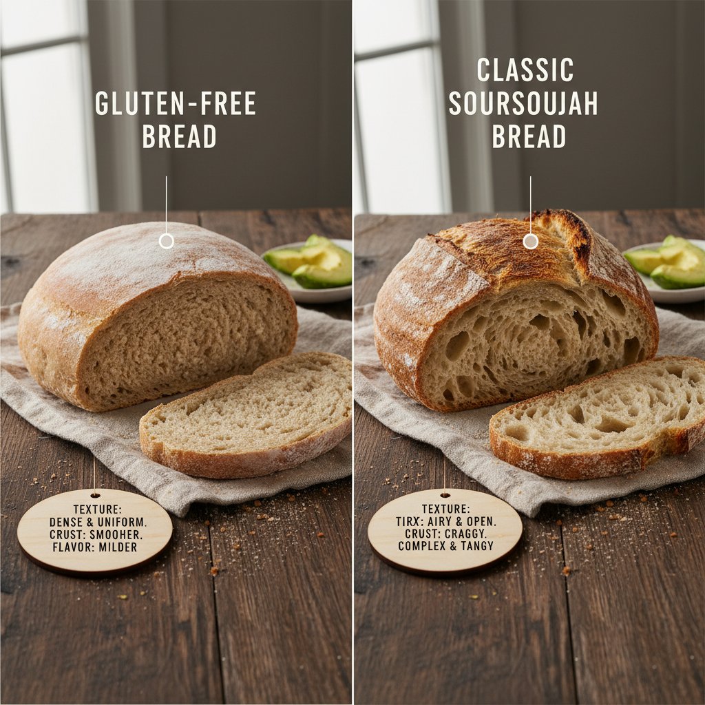 Stół z różnymi rodzajami pieczywa bezglutenowego oraz klasycznego