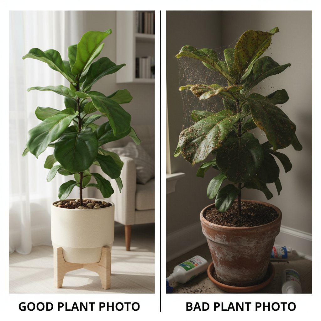 Porównanie dobrego i złego zdjęcia liścia do rozpoznania szkodników