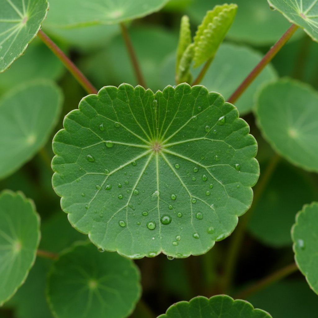 Liście gotu kola z bliska – charakterystyczny kształt i intensywna zieleń