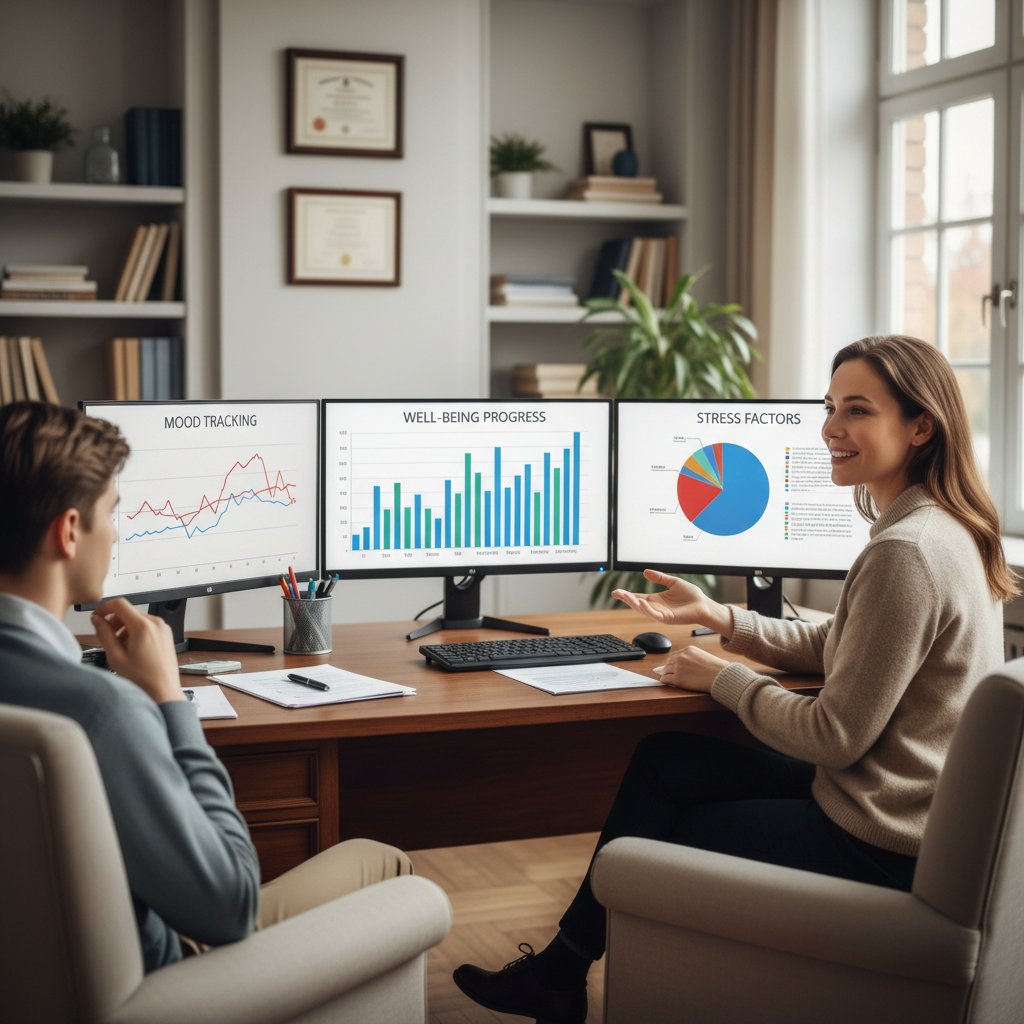 Statystyki terapii małżeńskiej – wykresy i dane na biurku terapeuty