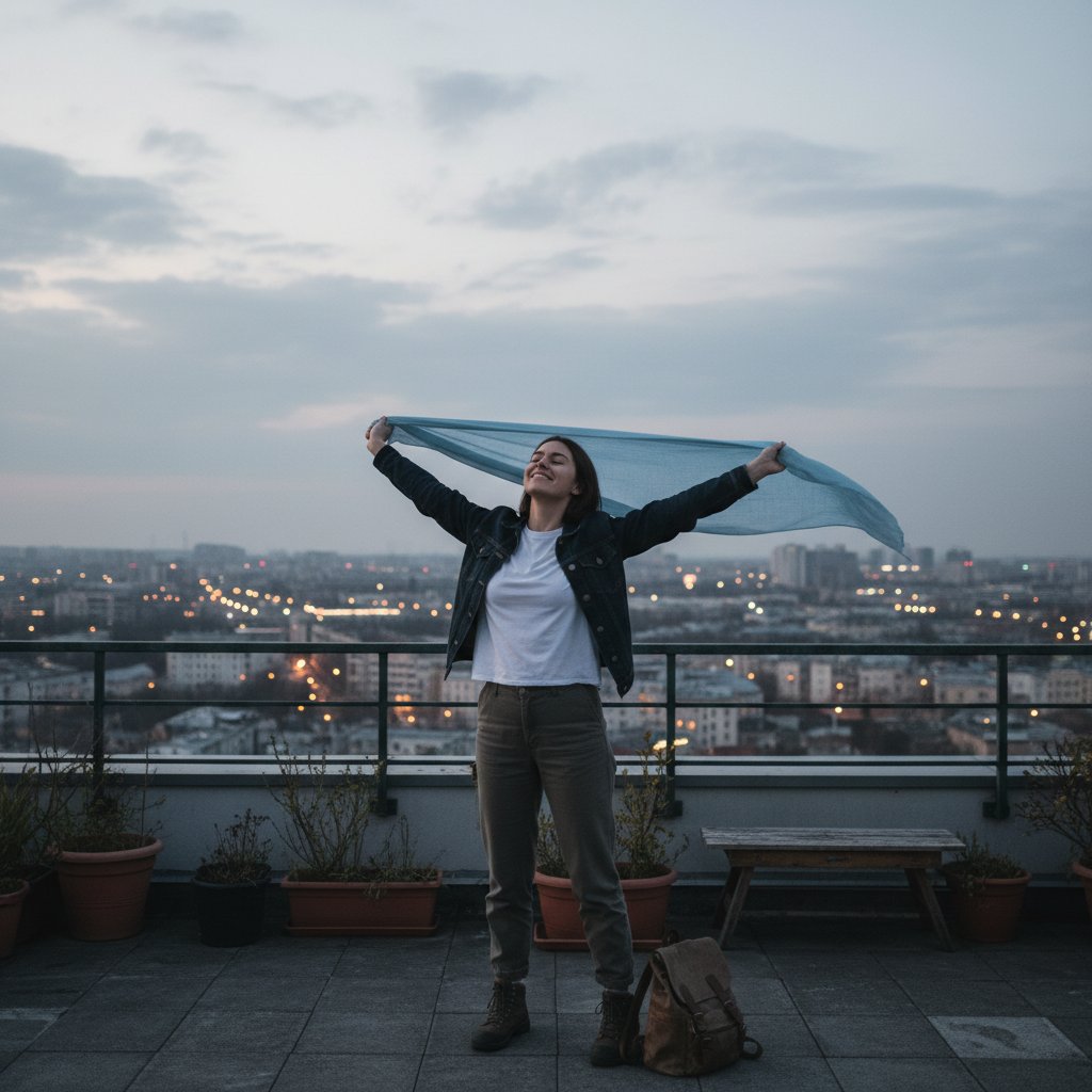Szara codzienność rozświetlona światłem – symbol szczęścia niezależnego od okoliczności