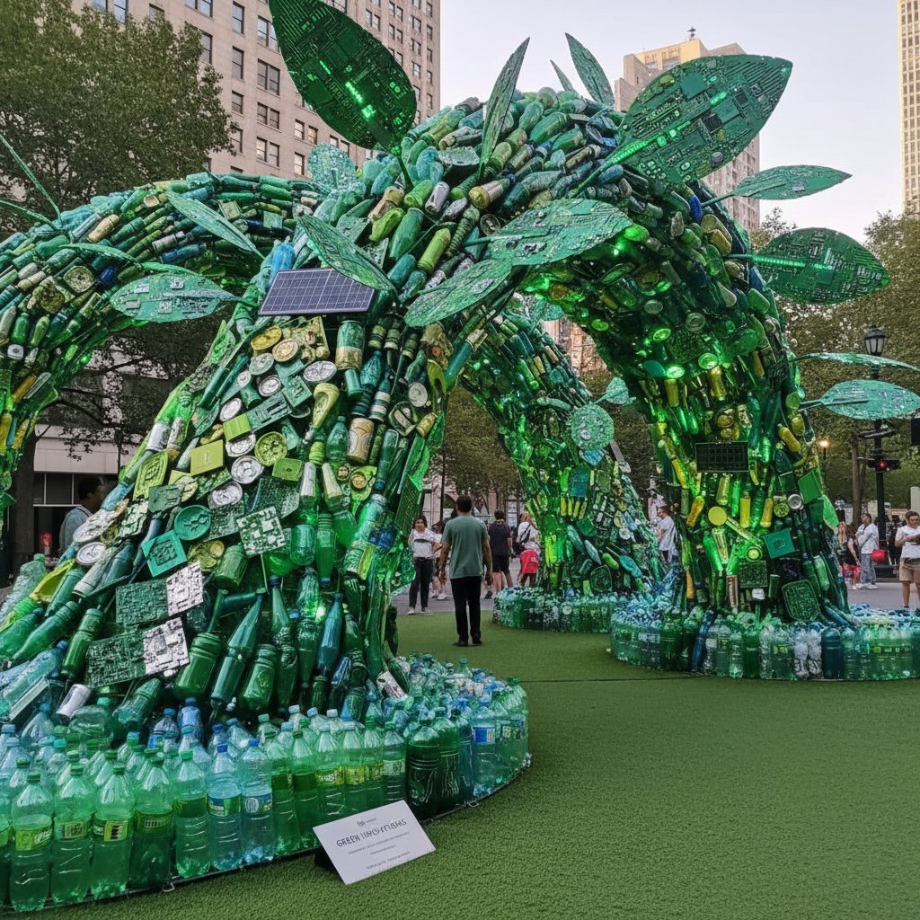 Ekologiczna instalacja artystyczna wykonana z materiałów z recyklingu