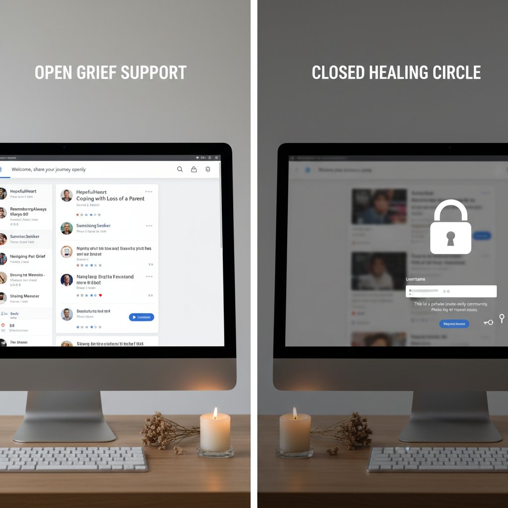 Comparison of open and closed grief forum interfaces, evaluating grief forums
