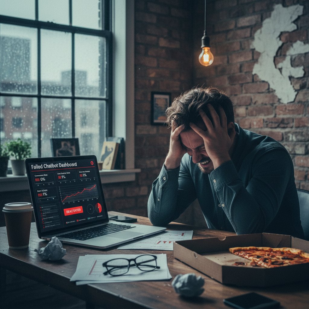 Marketer faces unexpected challenges with AI chatbot performance, moody office lighting