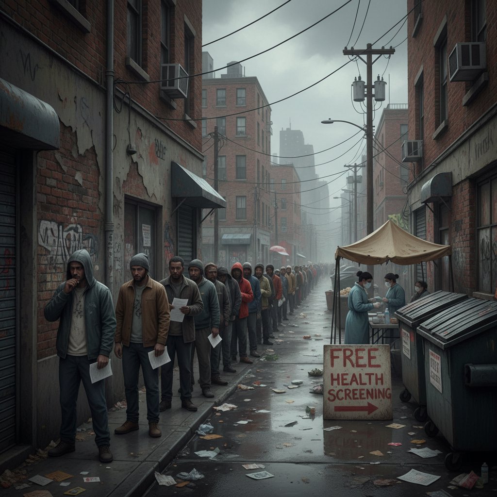 Kolejka ludzi przed laboratorium diagnostycznym w polskim mieście