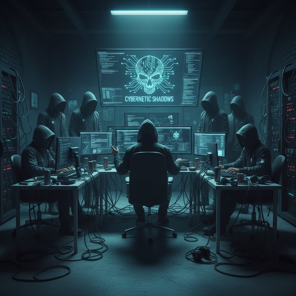 Grupa osób pracujących przy komputerach, zorganizowana cyberprzestępczość