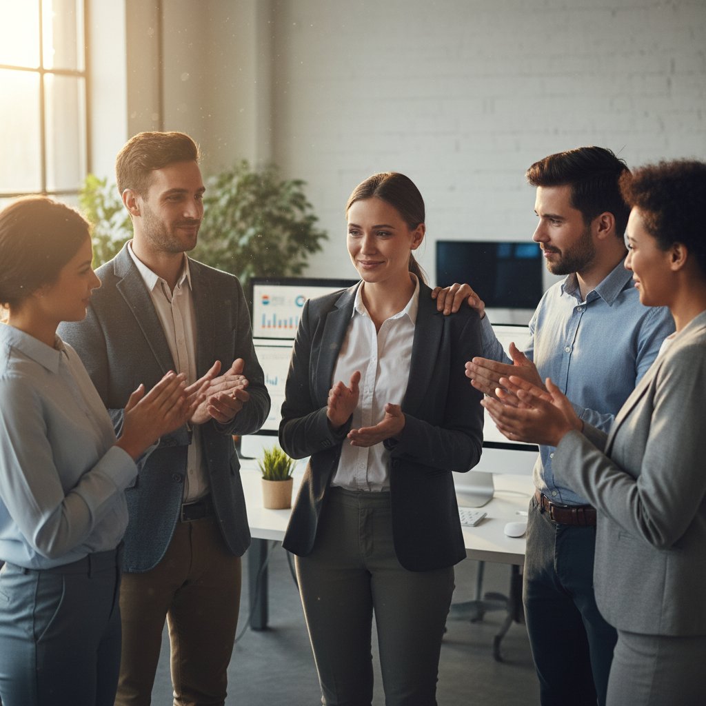 Wspierający zespół w pracy okazujący współczucie koleżance