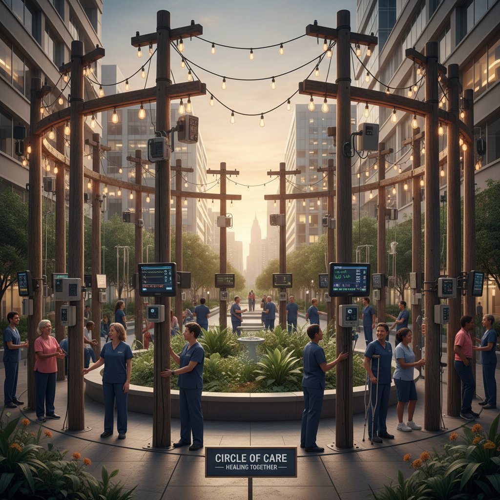 Grupa wsparcia w miejskim centrum medycznym w Polsce, wskazująca na siłę wspólnoty w walce z hipokalcemią