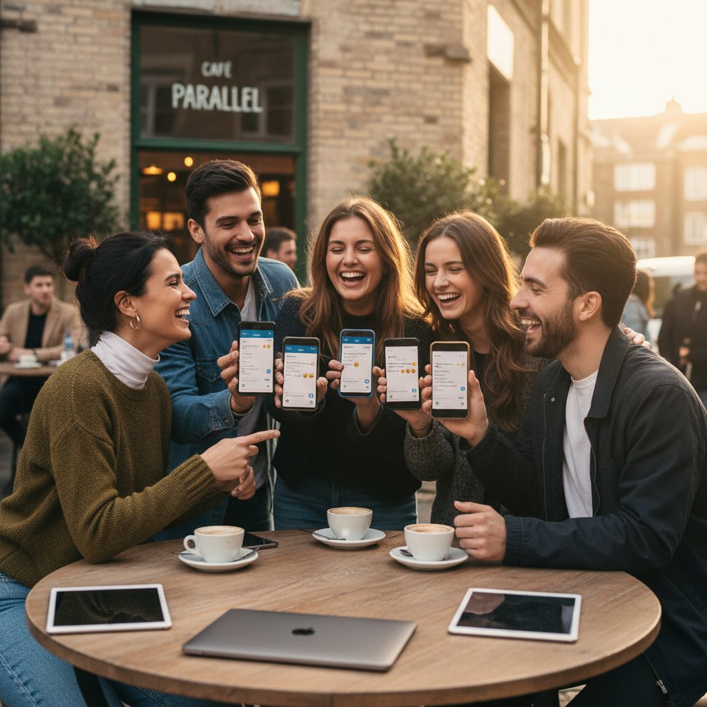 Grupa przyjaciół, spotykających się offline po poznaniu się online