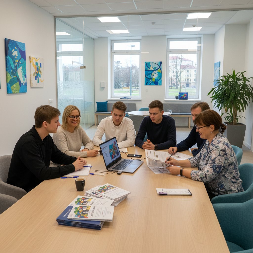 Grupa wsparcia osób i rodzin ze spektrum autyzmu w Polsce, spotkanie, dyskusja, laptop, broszury