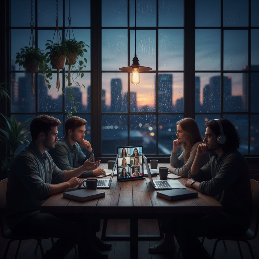 Uczniowie podczas grupowych korepetycji online z komputerami i różnymi reakcjami