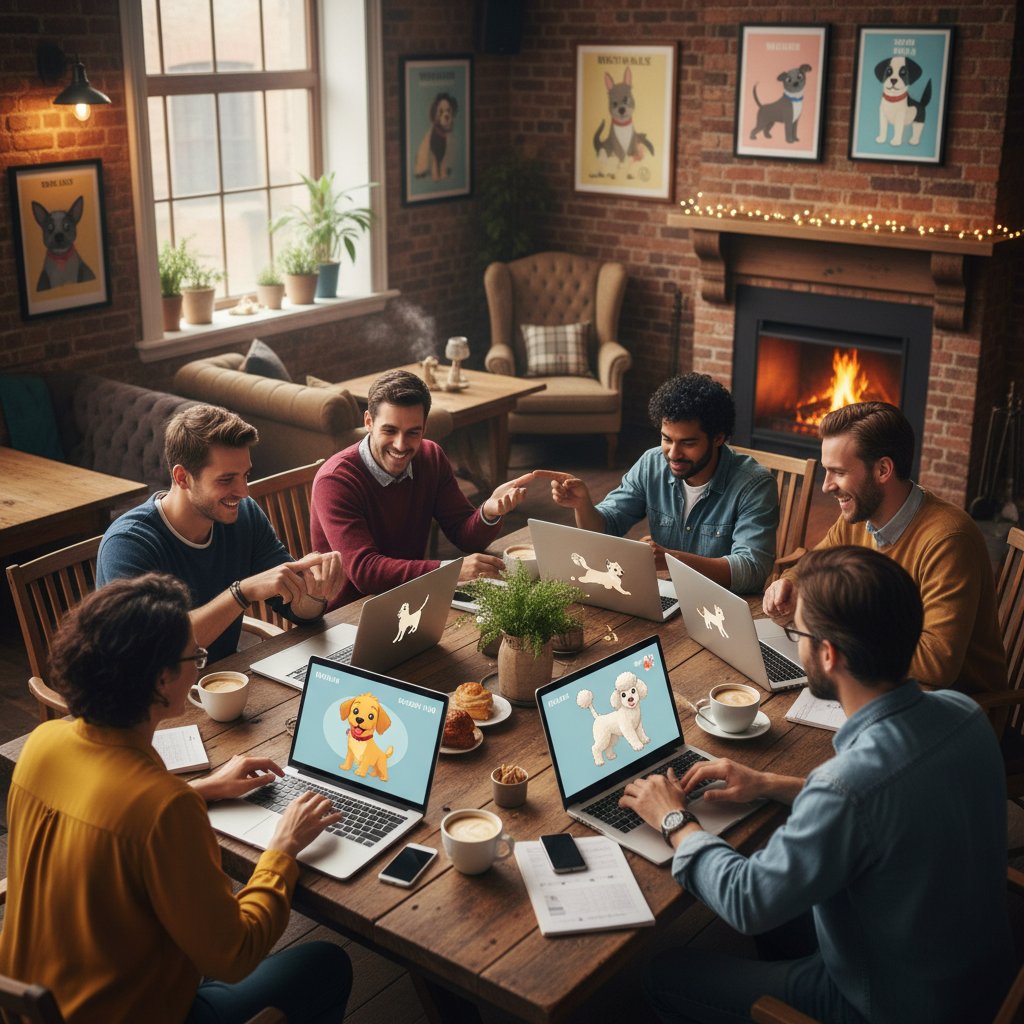 Społeczność miłośników wirtualnych psów spotykająca się offline