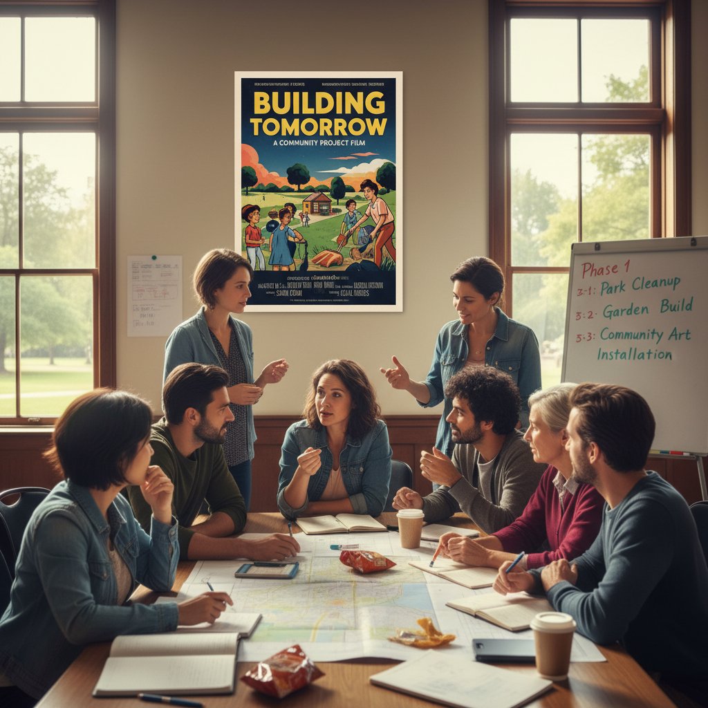 Community members inspired by an educational film, planning real-world action