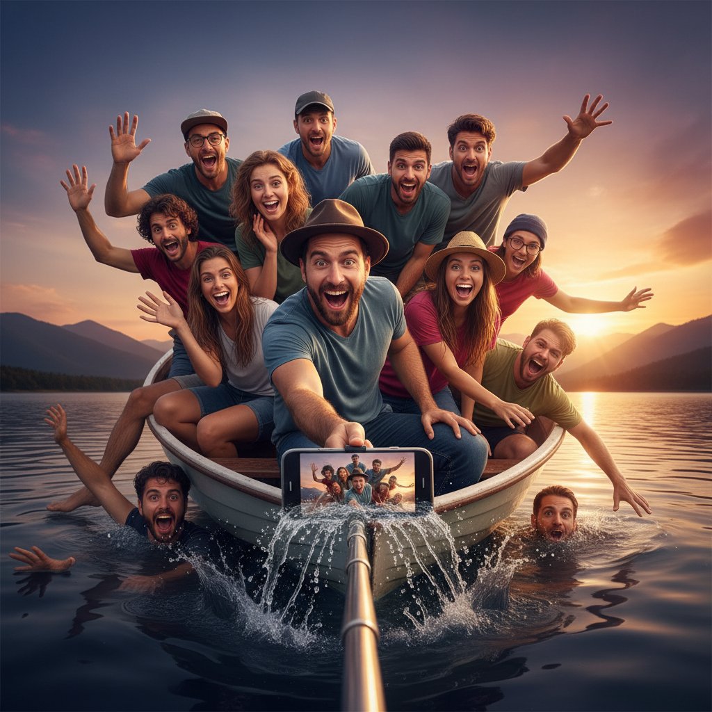 Nieudane selfie zespołu podczas integracji, powierzchowna integracja