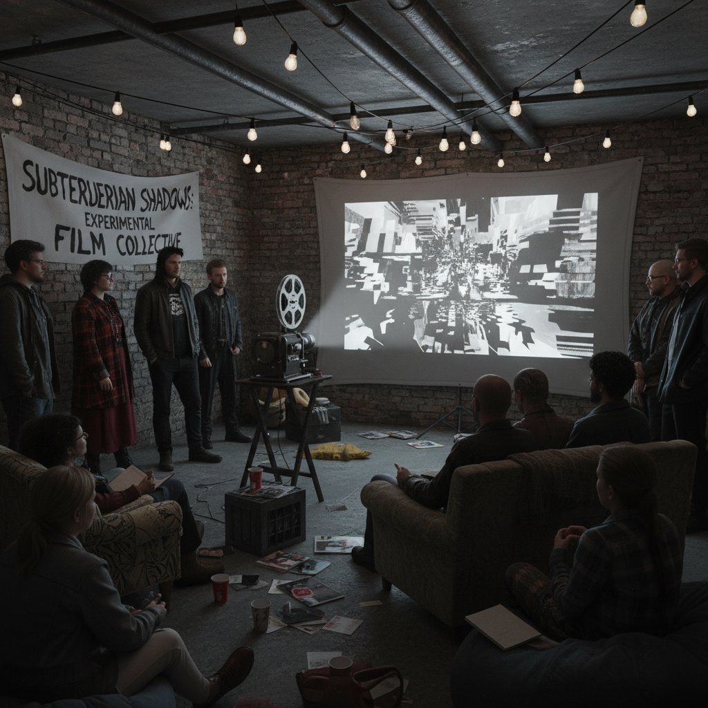 Group at underground film festival, experimental cinema community