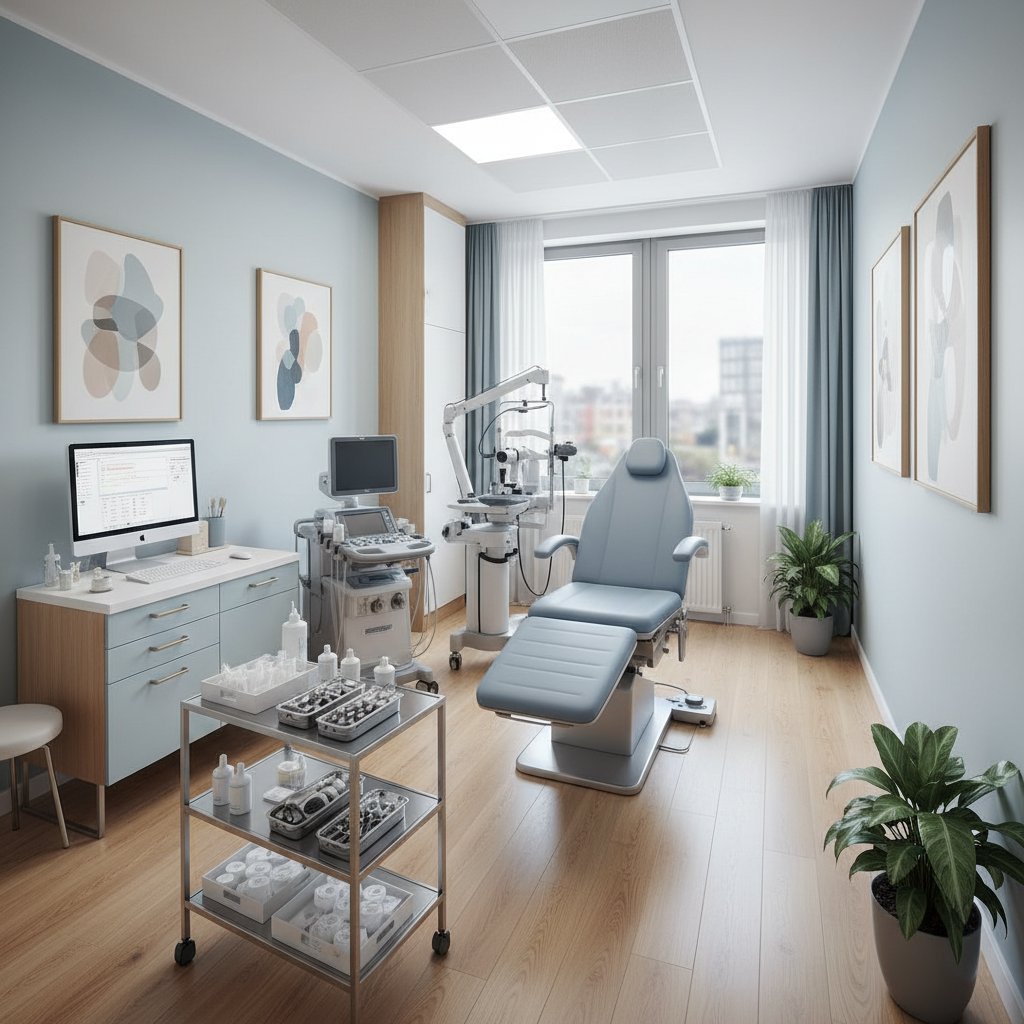 Zdjęcie gabinetu ginekologicznego z nowoczesnym sprzętem diagnostycznym