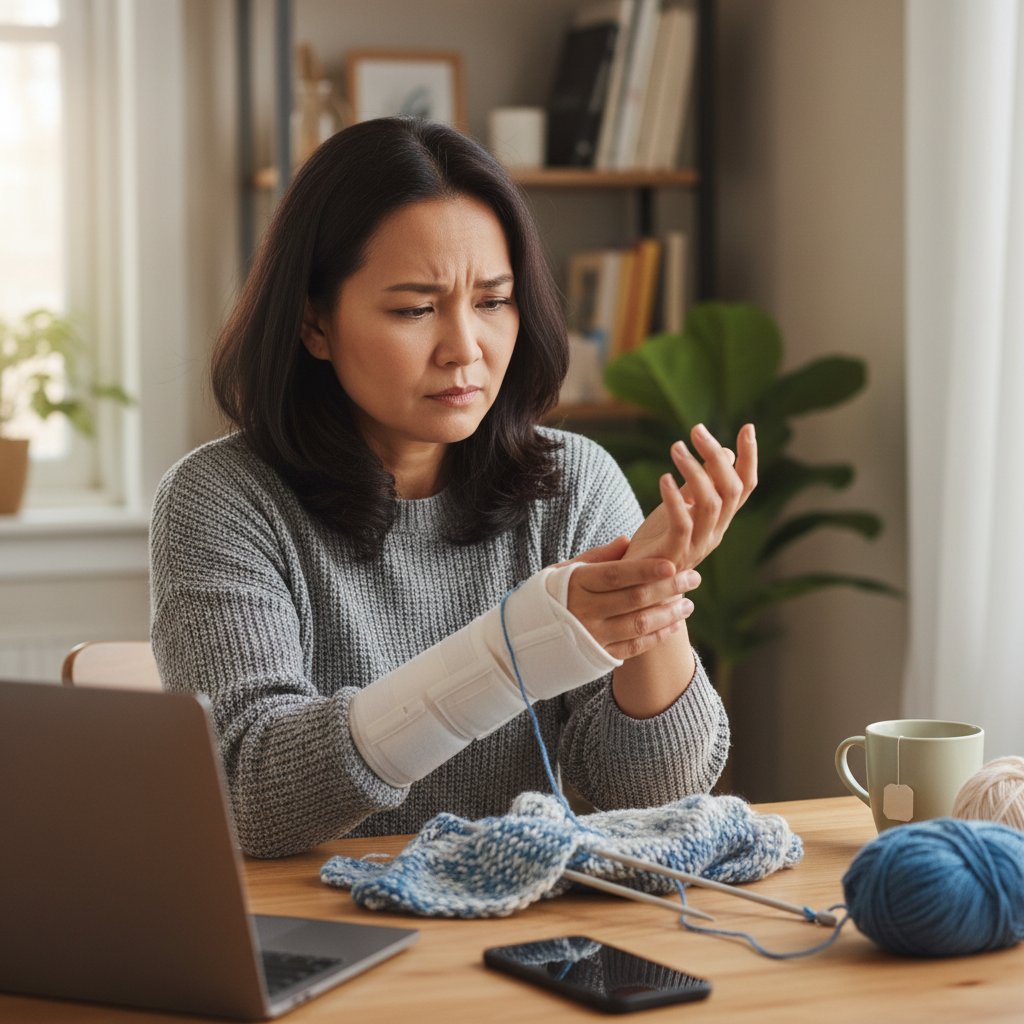 Ręka z objawami drętwienia – codzienne życie z polineuropatią, widoczne w domowych warunkach