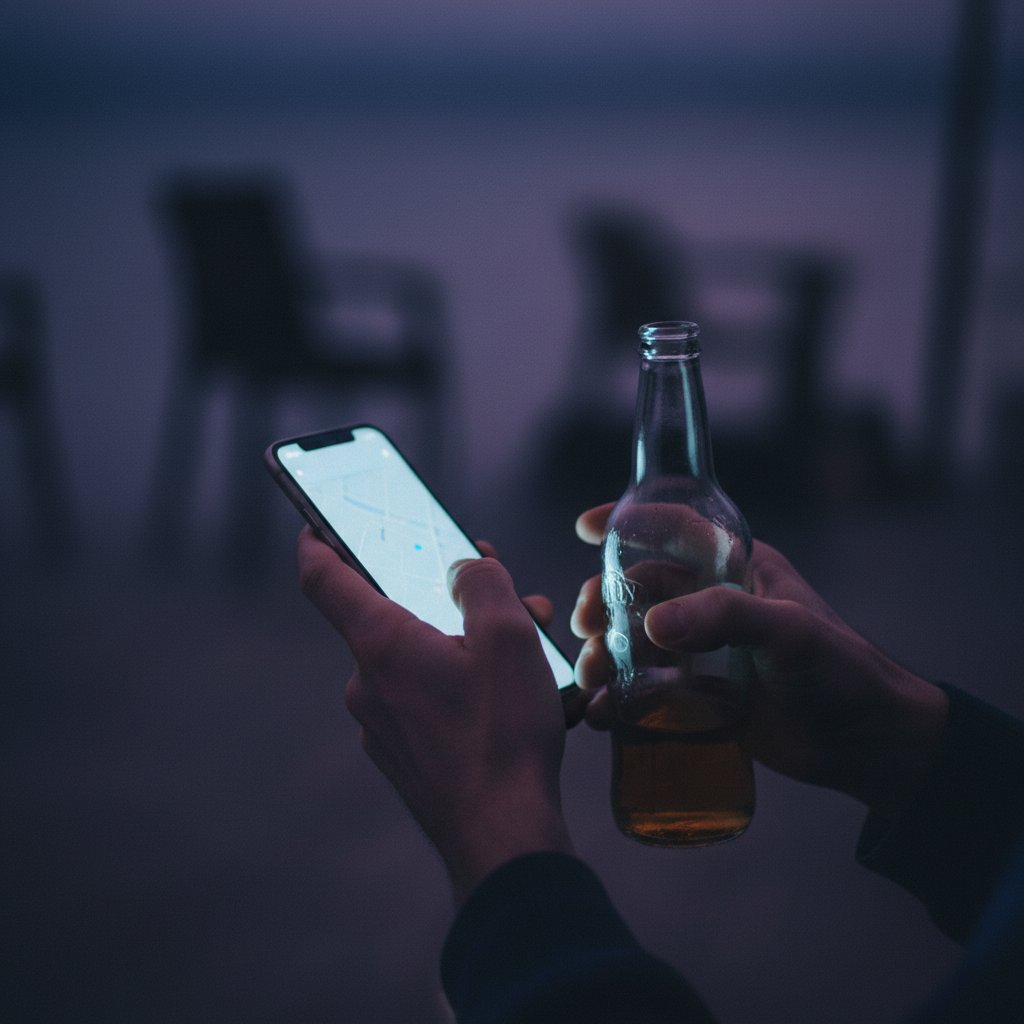 Symboliczne ujęcie dłoni uzależnionych od telefonu i alkoholu