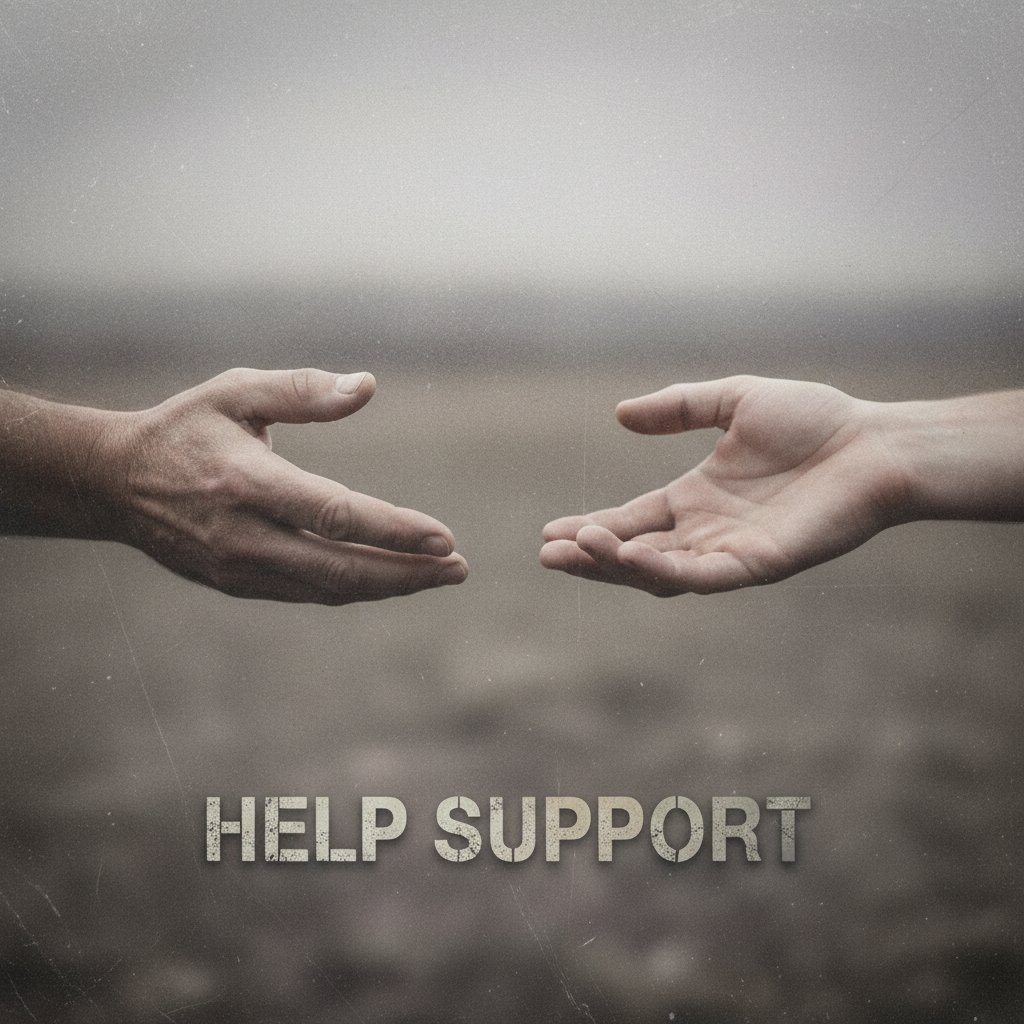 Dłonie wyciągające się po pomoc, stonowane kolory, sygnał wsparcia w kryzysie