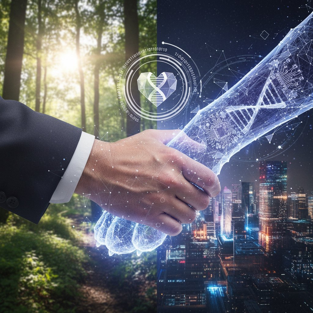 Symboliczne podanie łapy pomiędzy człowiekiem a wirtualnym pieskiem