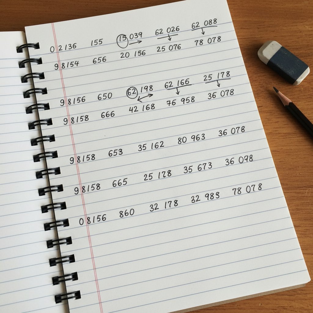 Notatnik z obliczeniami numerologicznymi