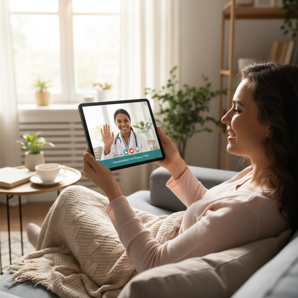 Zadowolony pacjent po udanej konsultacji lekarskiej online w domu