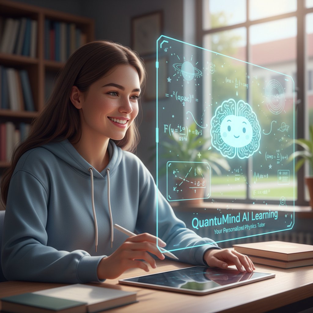 Zadowolony uczeń korzystający z platformy korepetytor.ai podczas nauki fizyki