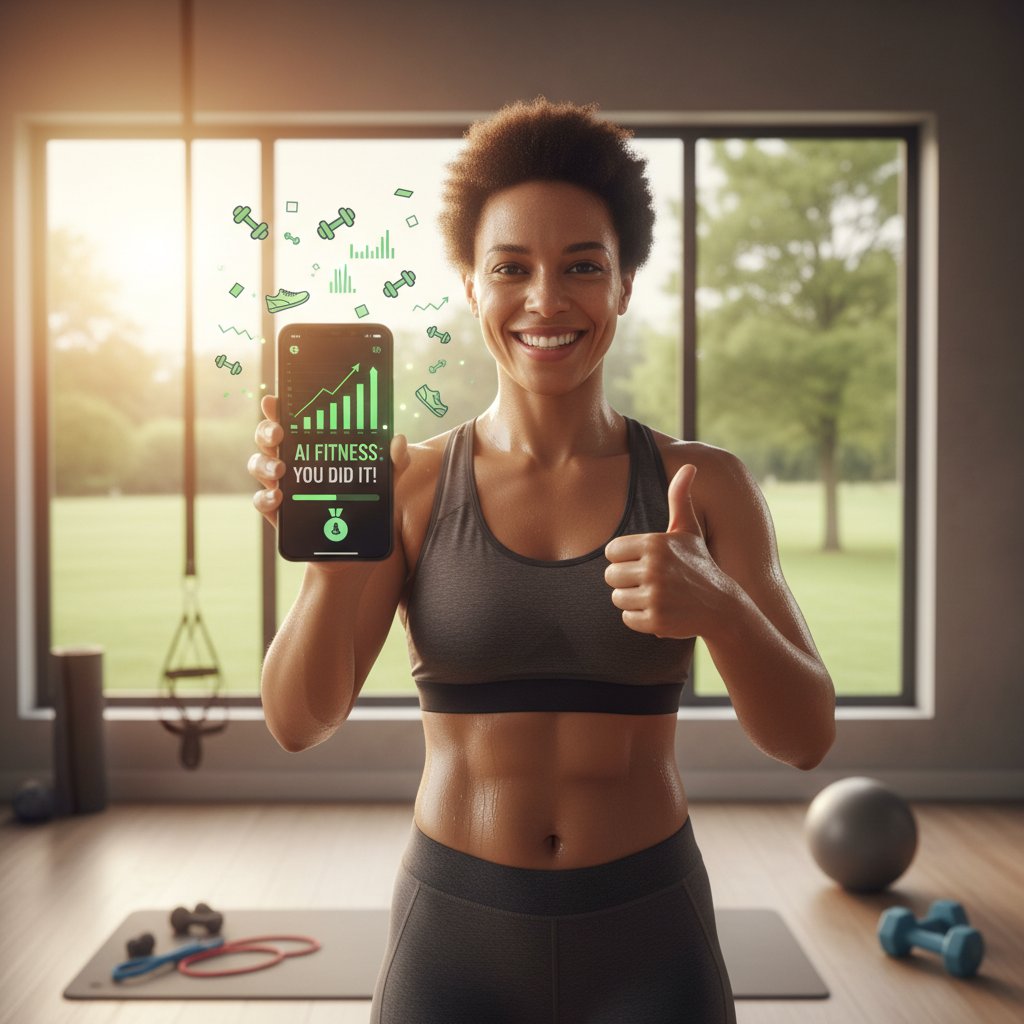 Zadowolony użytkownik analizujący wyniki treningu AI na ekranie smartfona