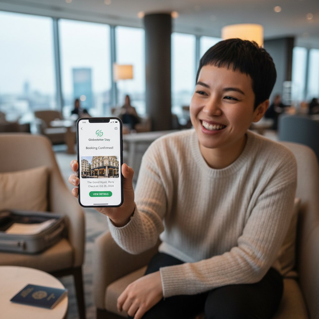 Zadowolony użytkownik po udanej rezerwacji przez AI