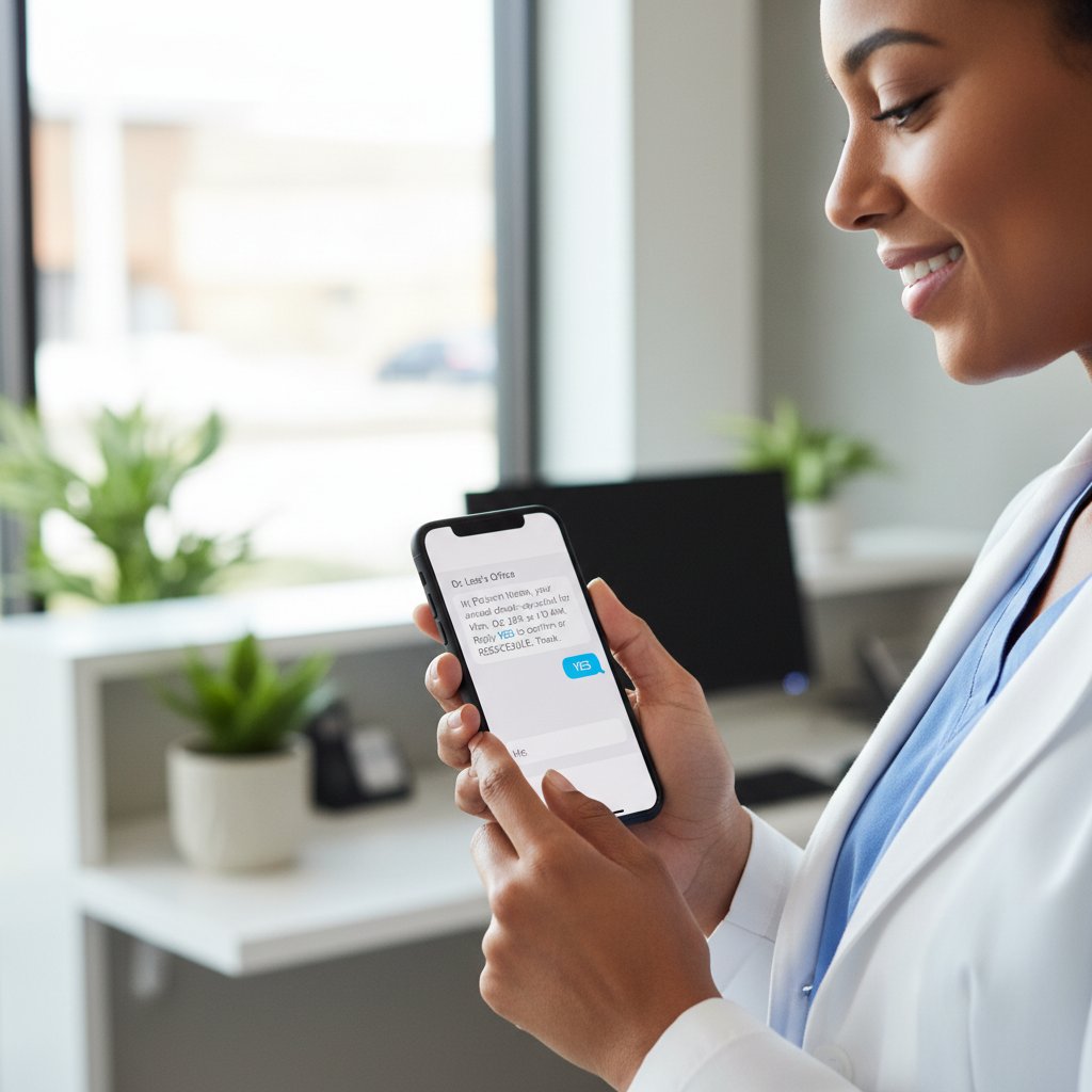 Pracownik służby zdrowia otrzymuje przypomnienie SMS