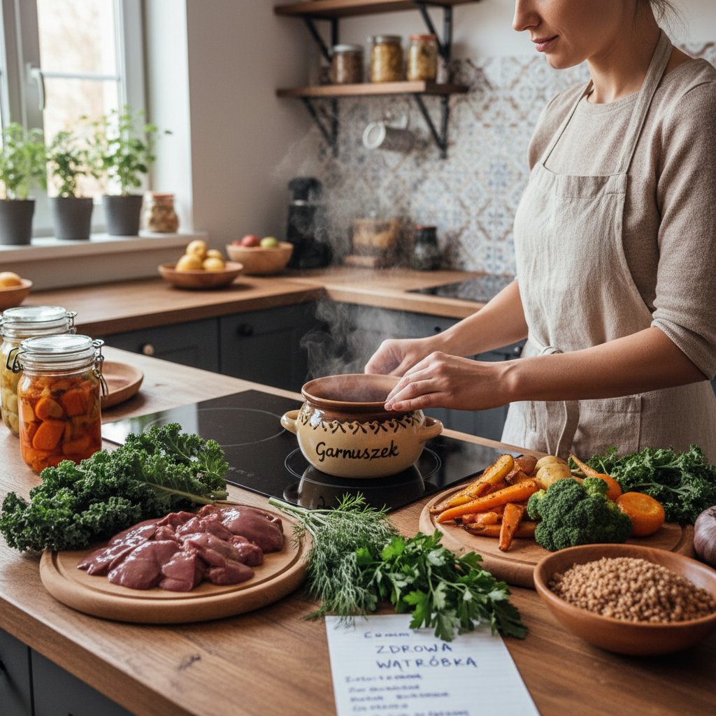 Zdjęcie: Przygotowanie zdrowego posiłku, różnorodne dania, kuchnia domowa