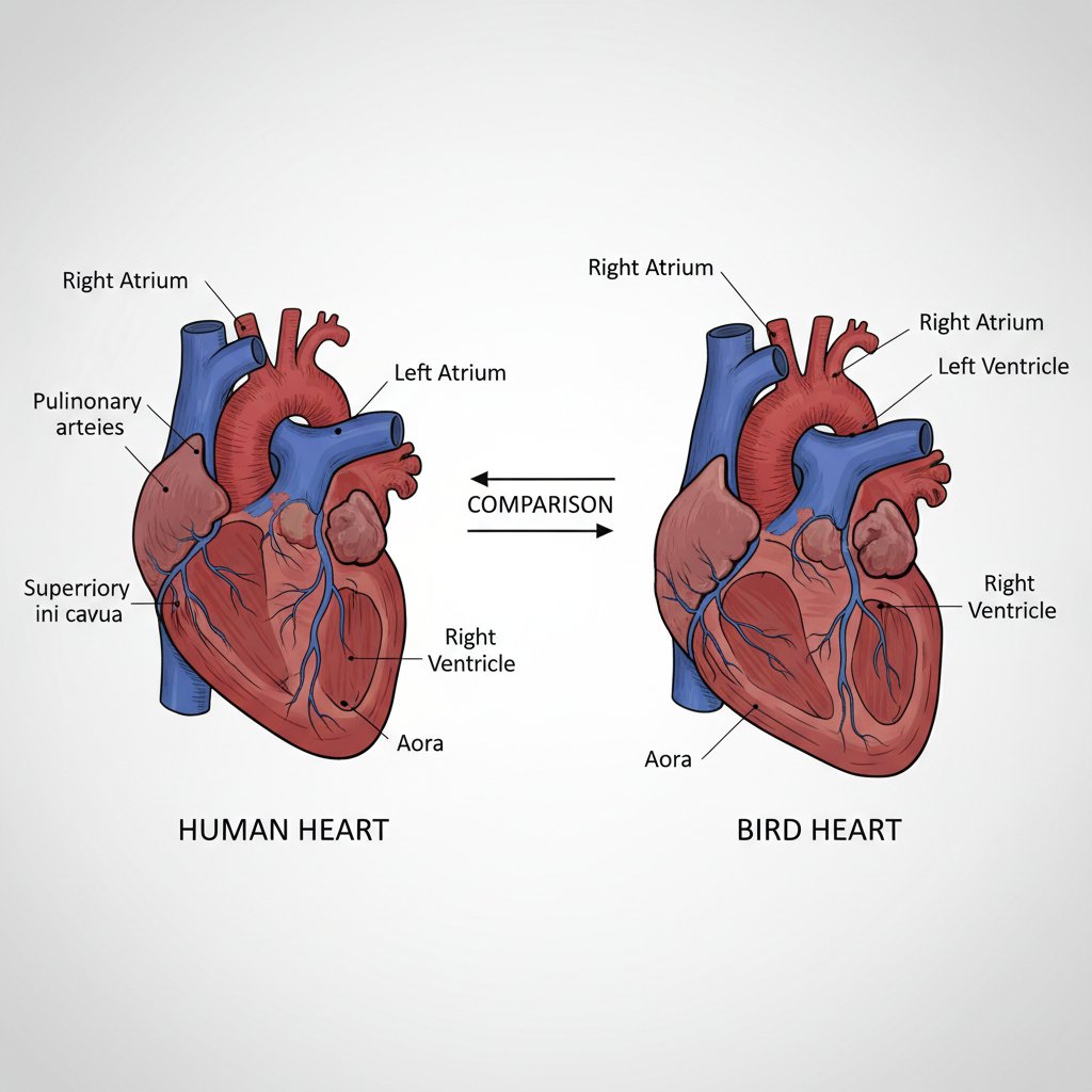 Porównanie anatomiczne trzech typów częstoskurczu na schemacie serca