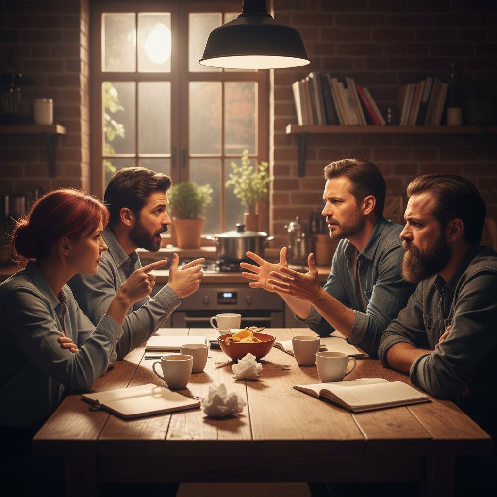 Burzliwa rozmowa przy kuchennym stole – różne style komunikacji, intensywne emocje