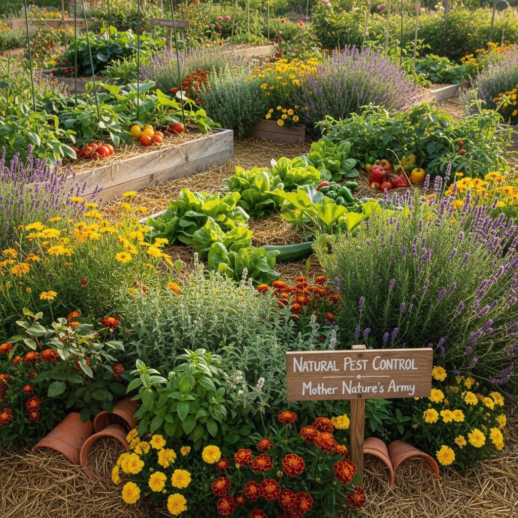 Żywe obrzeża z ziół wokół grządki warzywnej