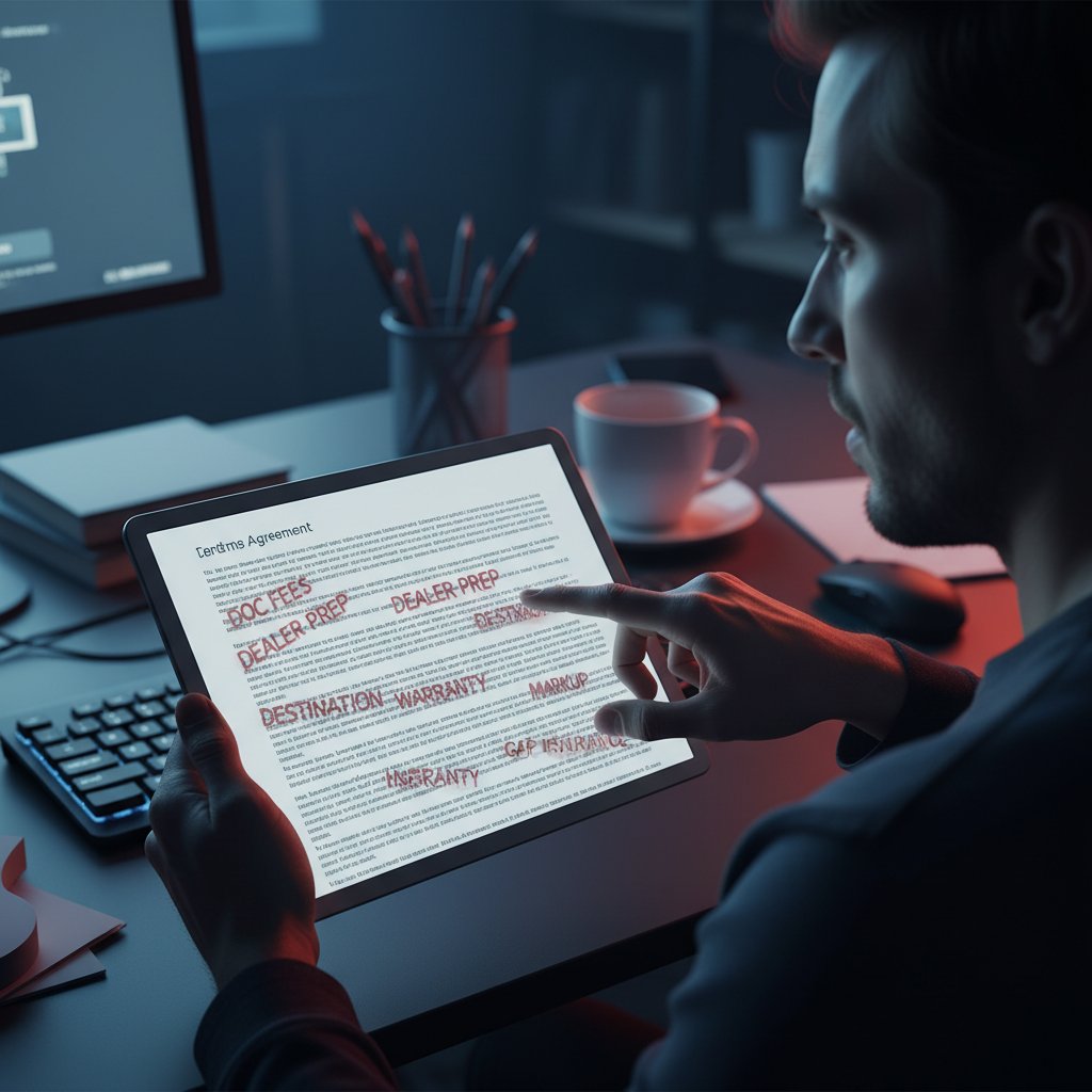 Hidden fees appearing during online car purchase