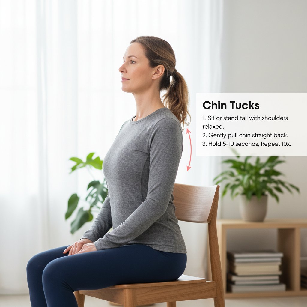 Domowe ćwiczenia rozciągające na sztywność karku, przytulne wnętrze